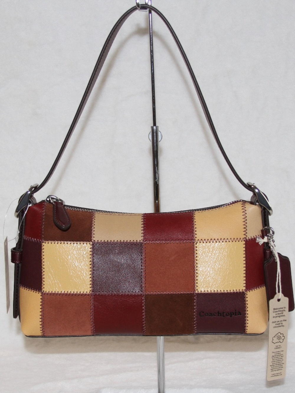 NWT COACH Coachtopia Alter Ego Small Slouchy Shoulder Bag Patchwork Red Orange